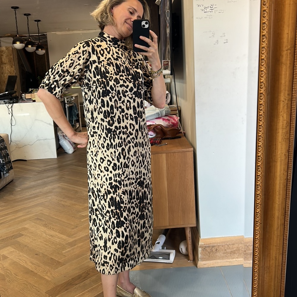 ZARA satin leopard print dress